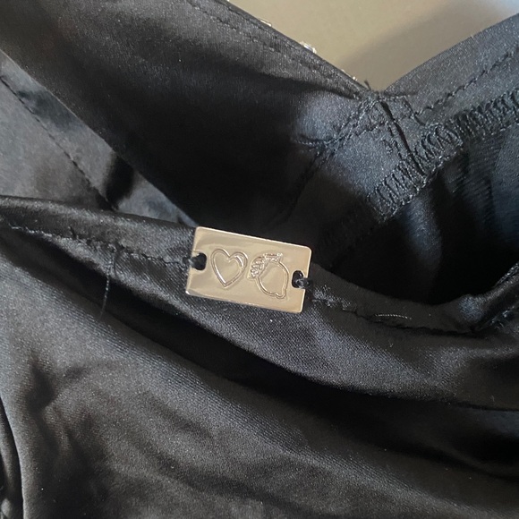 For Love And Lemons - Rouched Satin Black Mini Dress w/ Bedazzled Cups - Picture 8 of 13